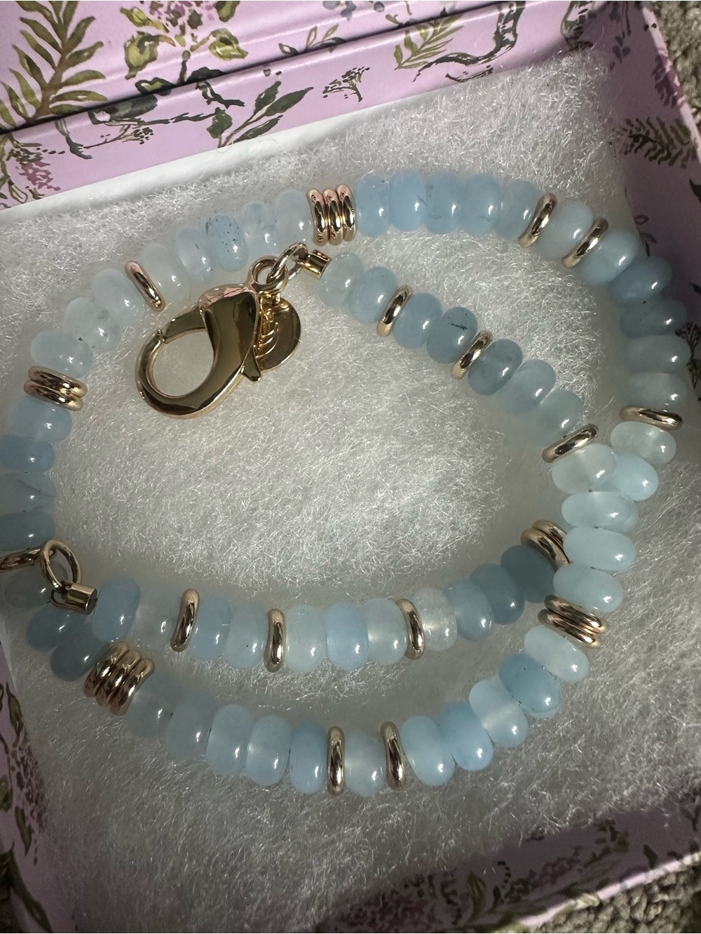Jane Win Light Blue Beaded Necklace with Gold Accents - Women's Jewelry - Picture 4 of 5